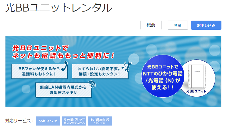 ソフトバンク光の光BBユニット