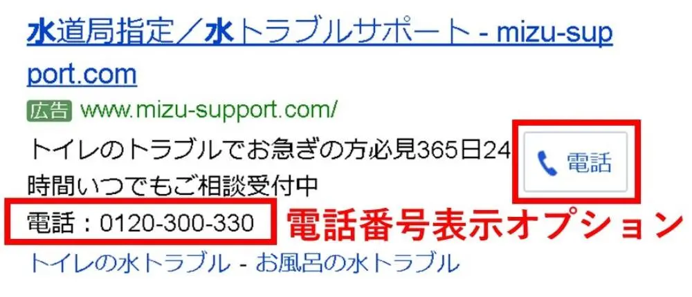 電話番号表示オプション