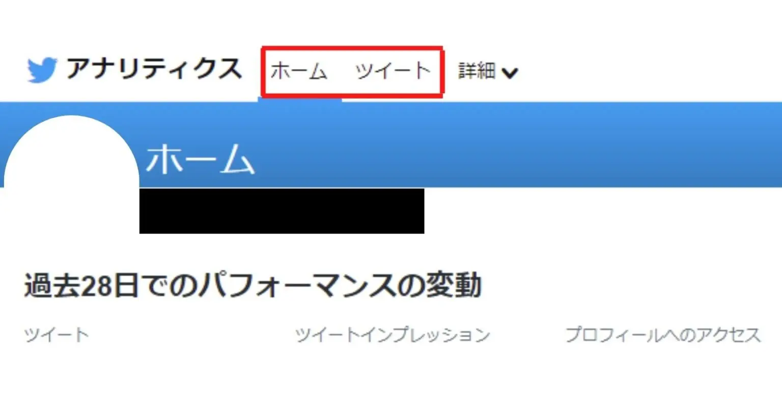 ③「ホーム」または「ツイート」をクリック