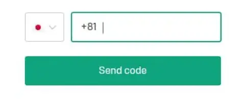 ステップ 7：電話番号を入力し「Send code」をクリックします。